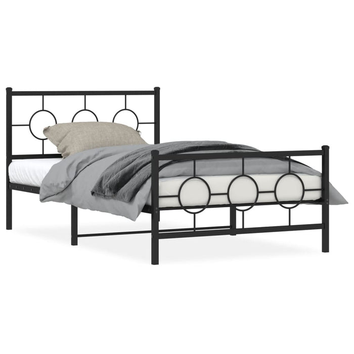 Cadru pat metalic cu tăblii de cap/picioare, negru, 107x203 cm - WALTI WALTI