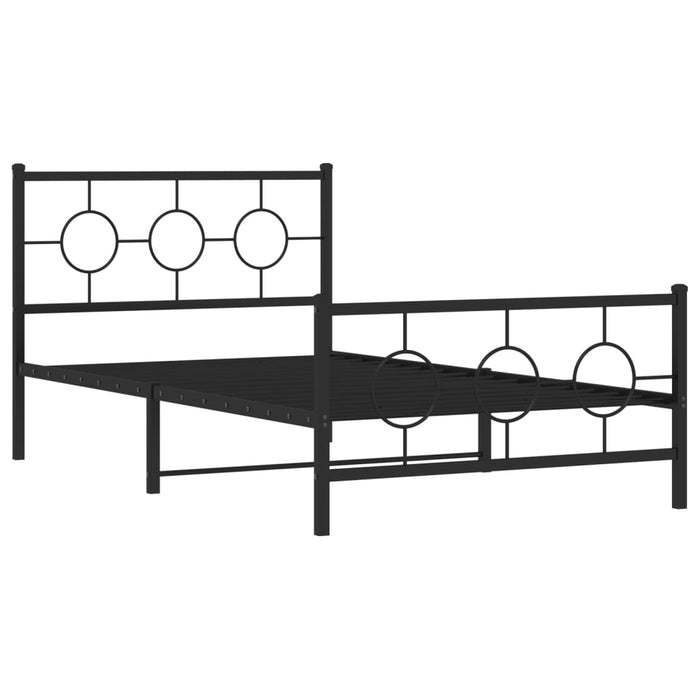Cadru pat metalic cu tăblii de cap/picioare, negru, 107x203 cm - WALTI WALTI
