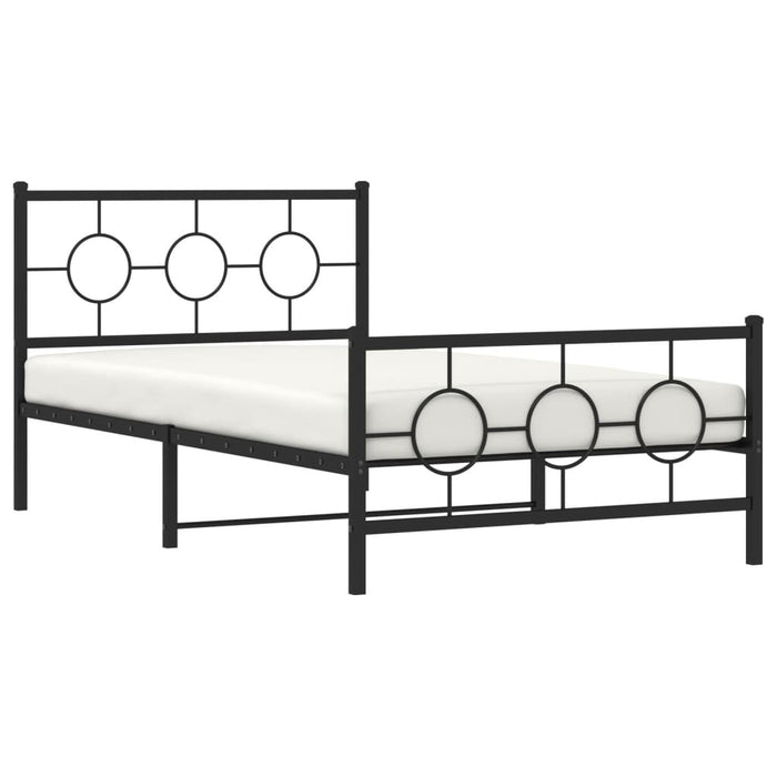 Cadru pat metalic cu tăblii de cap/picioare, negru, 107x203 cm - WALTI WALTI