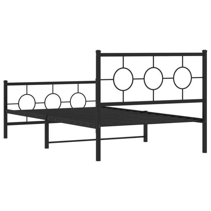 Cadru pat metalic cu tăblii de cap/picioare, negru, 107x203 cm - WALTI WALTI