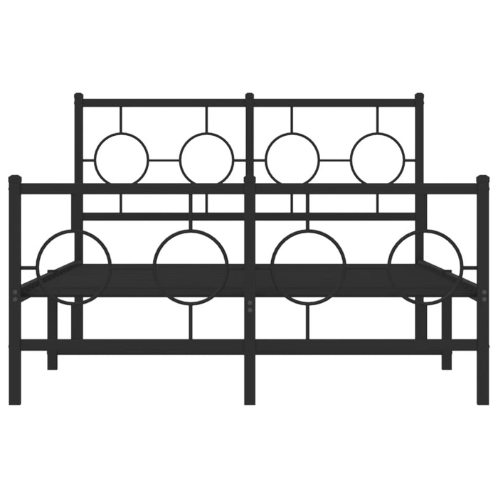 Cadru pat metalic cu tăblie de cap/picioare, negru, 120x190 cm - WALTI WALTI