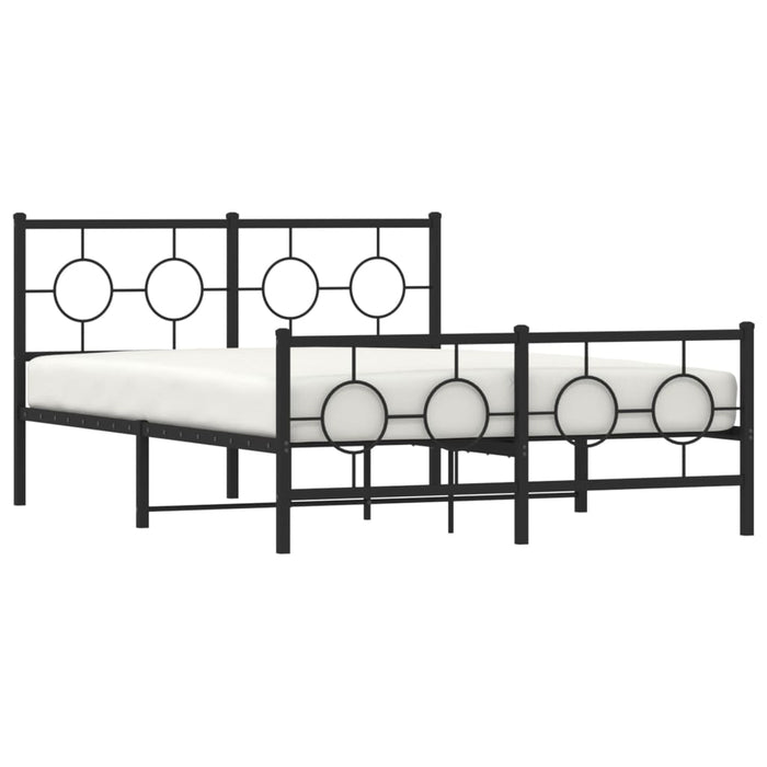 Cadru pat metalic cu tăblie de cap/picioare, negru, 135x190 cm - WALTI WALTI