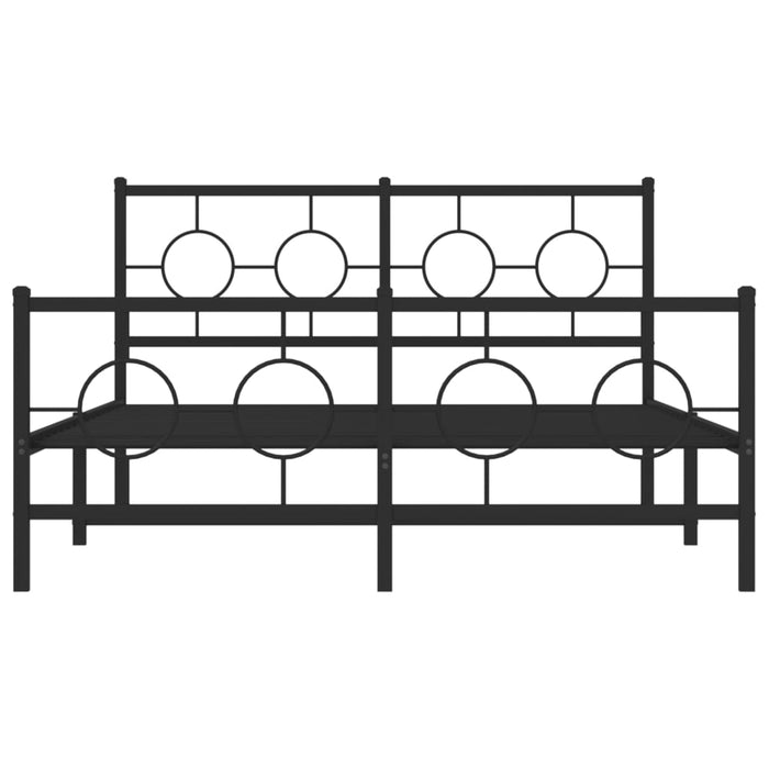 Cadru pat metalic cu tăblie de cap/picioare, negru, 135x190 cm - WALTI WALTI