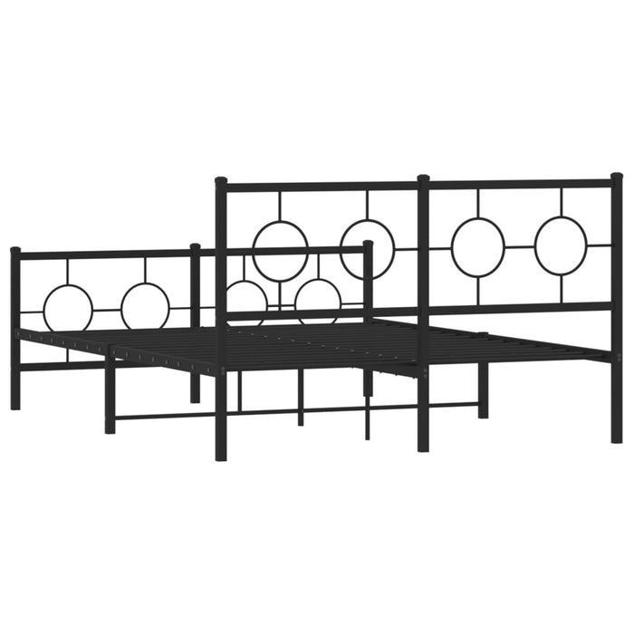 Cadru pat metalic cu tăblie de cap/picioare, negru, 135x190 cm - WALTI WALTI