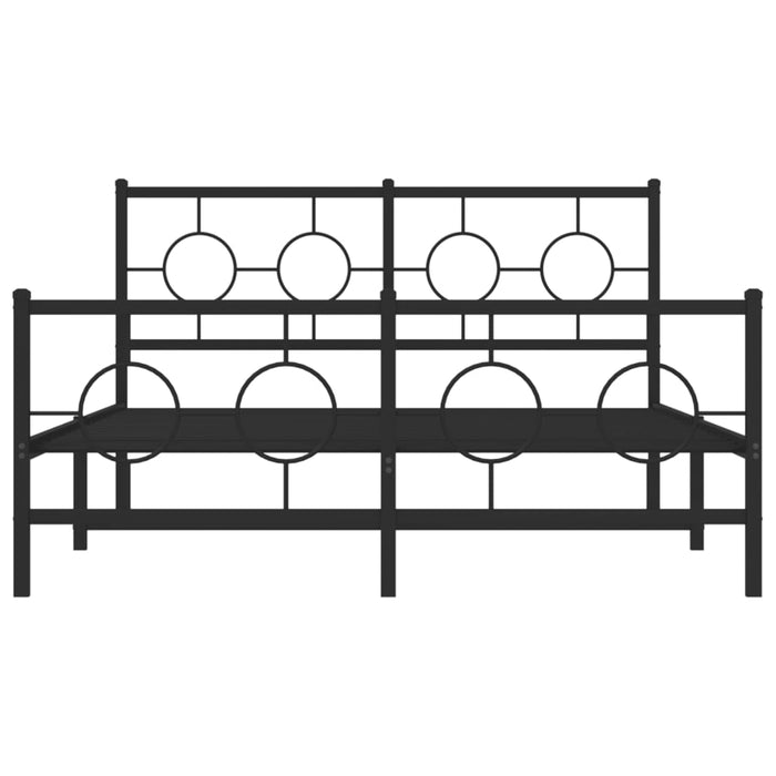 Cadru pat metalic cu tăblie de cap/picioare, negru, 140x190 cm - WALTI WALTI