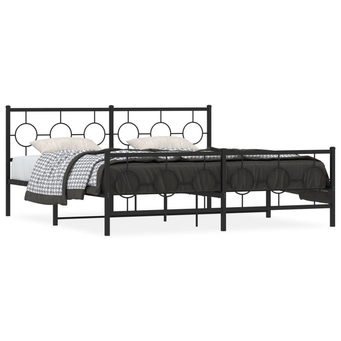 Cadru pat metalic cu tăblii de cap/picioare, negru, 183x213 cm - WALTI WALTI