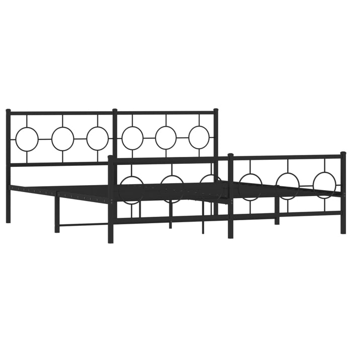 Cadru pat metalic cu tăblii de cap/picioare, negru, 183x213 cm - WALTI WALTI