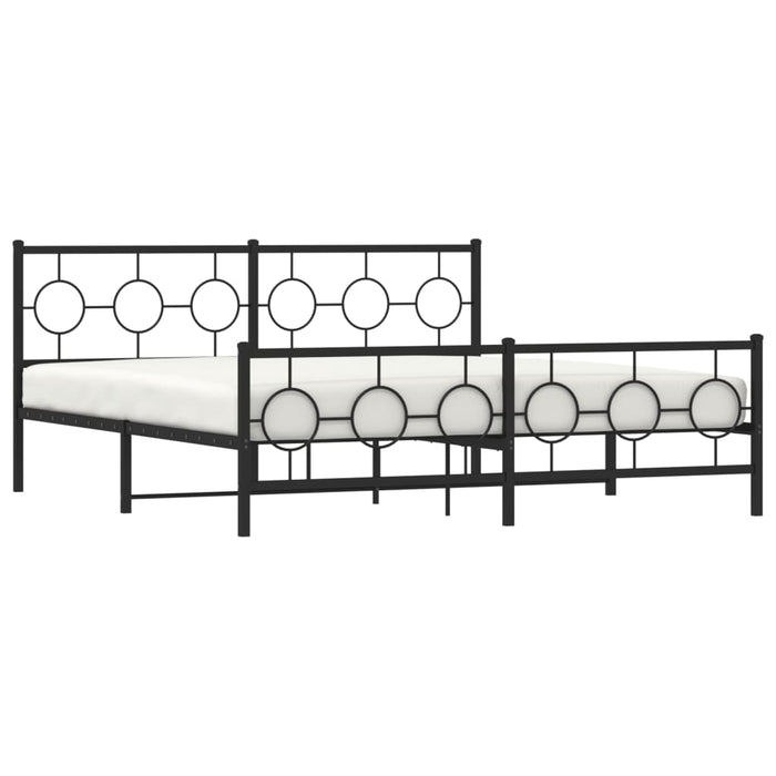 Cadru pat metalic cu tăblii de cap/picioare, negru, 183x213 cm - WALTI WALTI