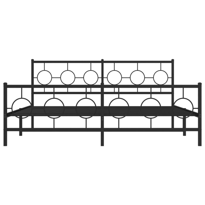 Cadru pat metalic cu tăblii de cap/picioare, negru, 183x213 cm - WALTI WALTI