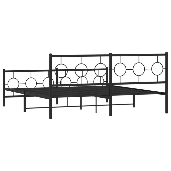 Cadru pat metalic cu tăblii de cap/picioare, negru, 183x213 cm - WALTI WALTI