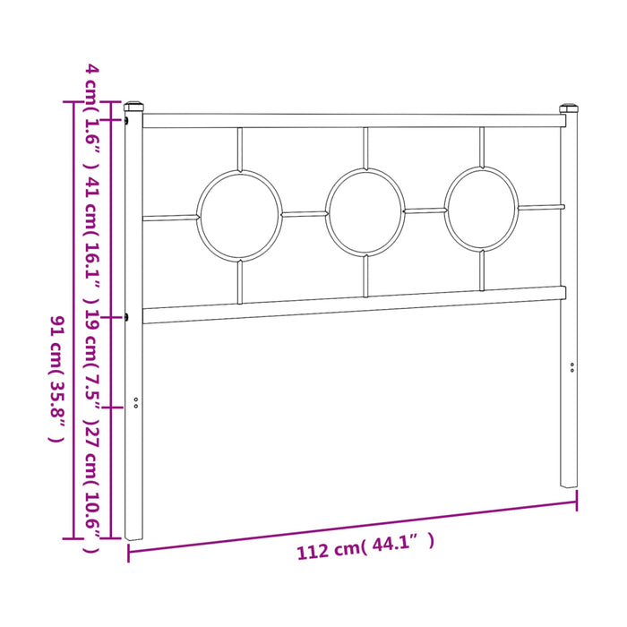 Tăblie de pat de schimb metalică, negru, 107 cm WALTI