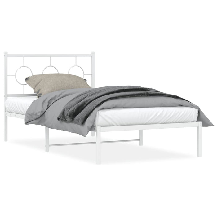 Cadru de pat din metal cu tăblie, alb, 100x200 cm WALTI