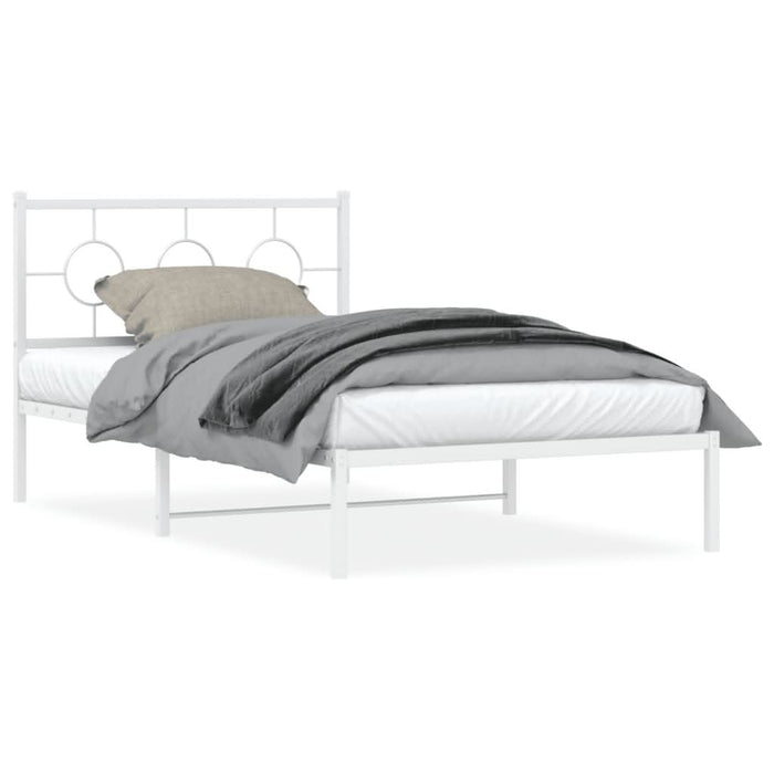 Cadru de pat din metal cu tăblie, alb, 107x203 cm - WALTI WALTI