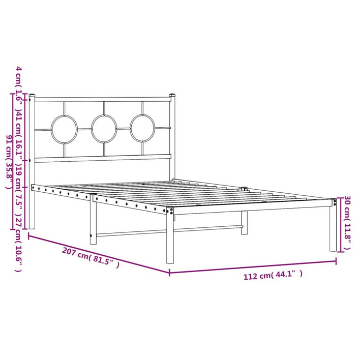 Cadru de pat din metal cu tăblie, alb, 107x203 cm - WALTI WALTI