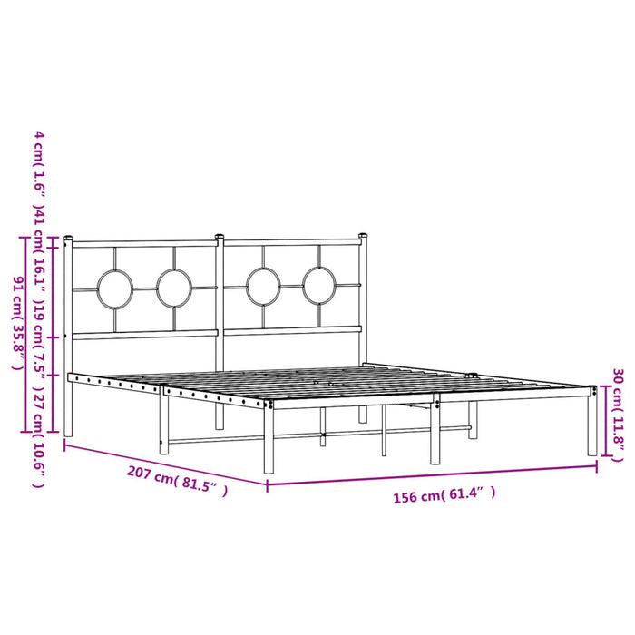 Cadru de pat metalic cu tăblie, alb, 150x200 cm - WALTI WALTI