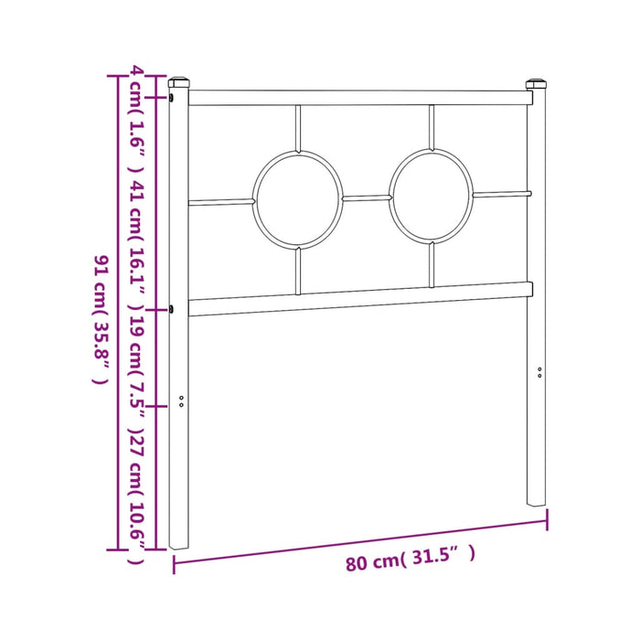 Tăblie de pat de schimb metalică, alb, 75 cm WALTI