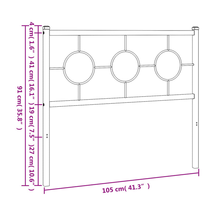 Tăblie de pat metalică, alb, 100 cm - WALTI WALTI