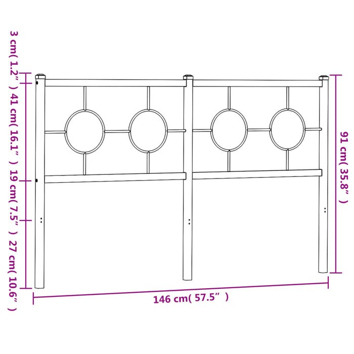 Tăblie de pat metalică, alb, 140 cm - WALTI WALTI