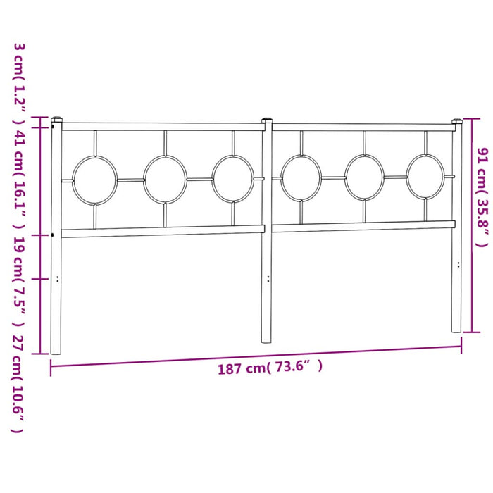Tăblie de pat metalică, alb, 180 cm - WALTI WALTI