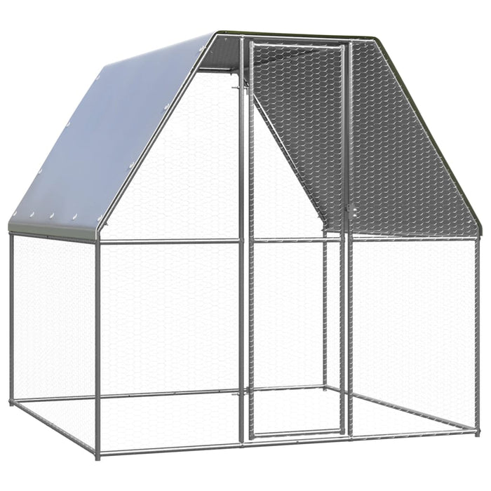 Coteț pentru pui, argintiu și gri, 2x2x2 m, oțel galvanizat - WALTI WALTI
