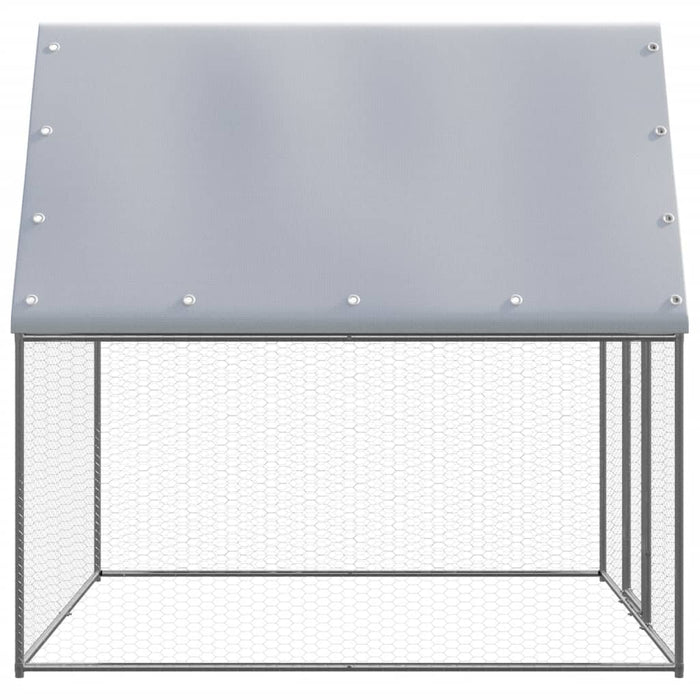 Coteț pentru pui, argintiu și gri, 2x2x2 m, oțel galvanizat - WALTI WALTI
