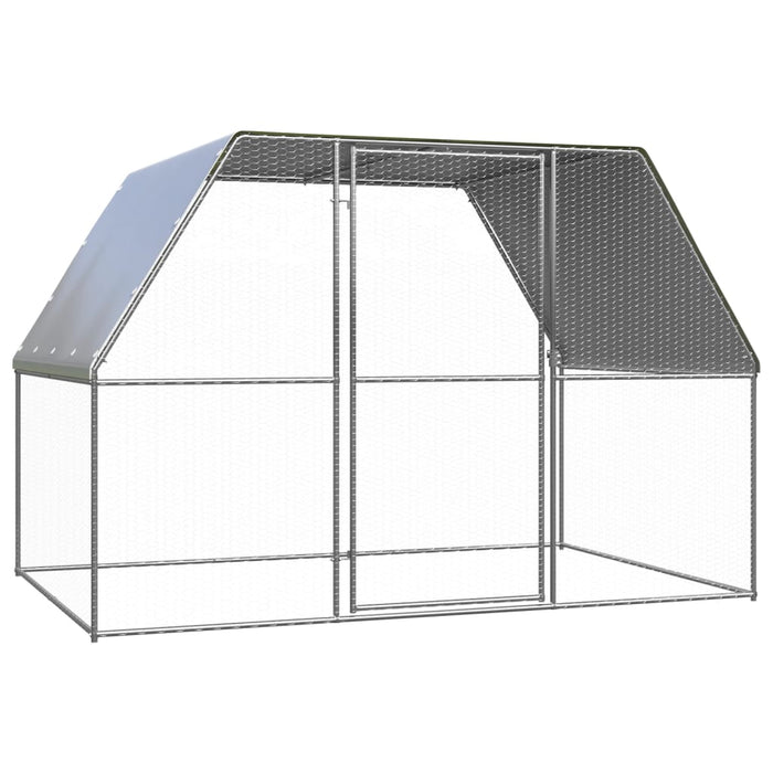Coteț pentru pui, argintiu și gri, 3x2x2 m, oțel galvanizat - WALTI WALTI