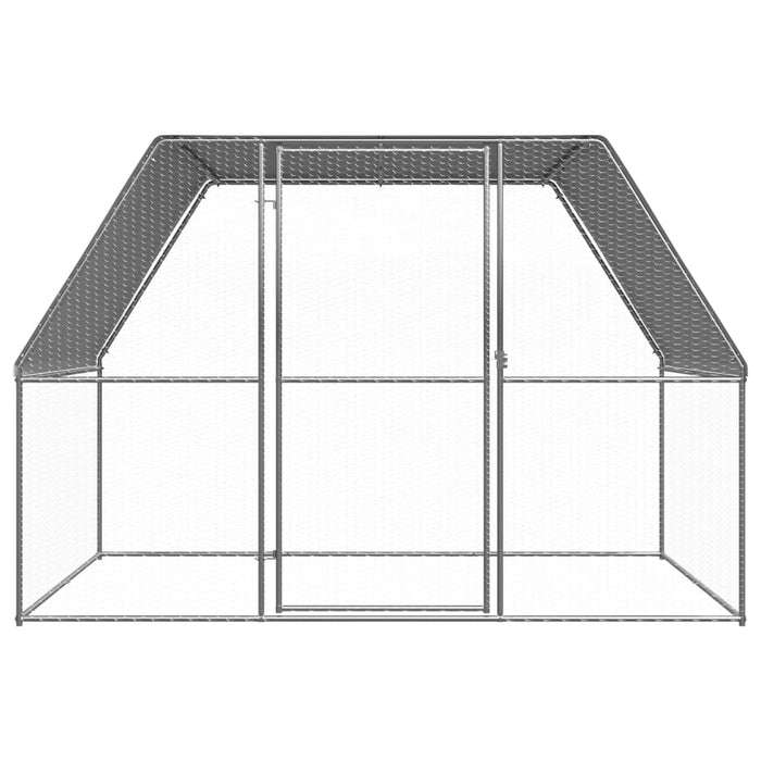 Coteț pentru pui, argintiu și gri, 3x2x2 m, oțel galvanizat - WALTI WALTI
