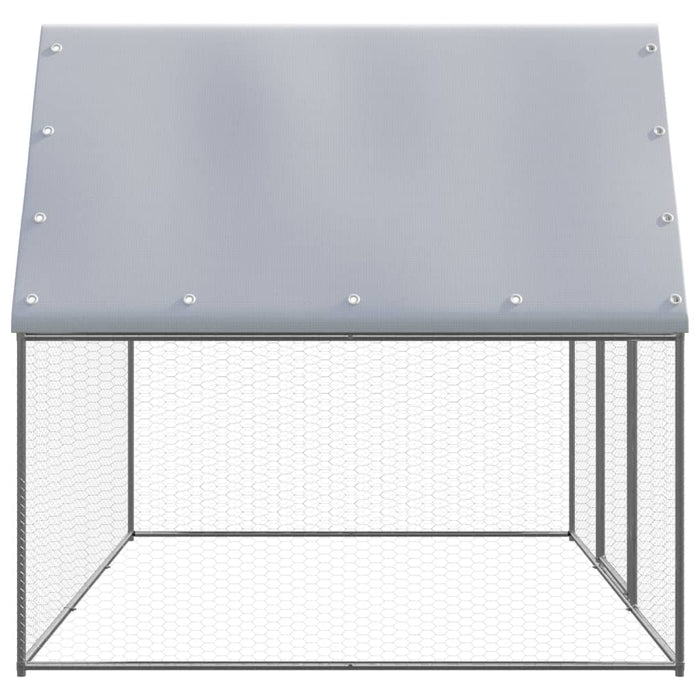 Coteț pentru pui, argintiu și gri, 3x2x2 m, oțel galvanizat - WALTI WALTI