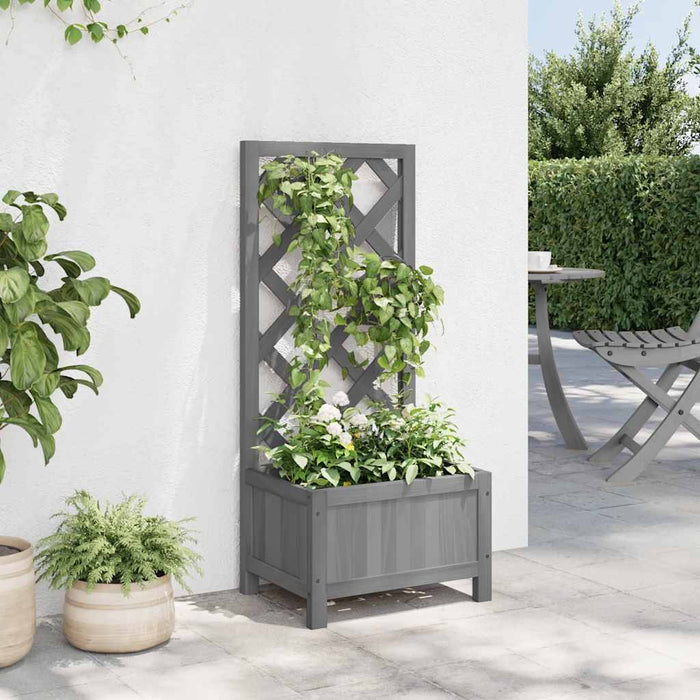 Jardinieră cu spalier, gri, lemn masiv de brad - WALTI WALTI