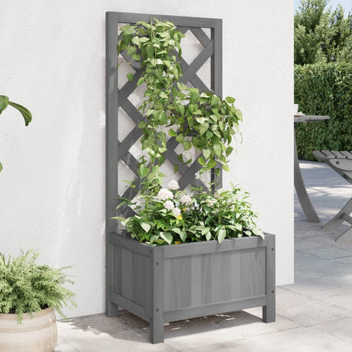 Jardinieră cu spalier, gri, lemn masiv de brad - WALTI WALTI