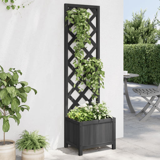 Jardinieră cu spalier, negru, lemn masiv de brad - WALTI WALTI