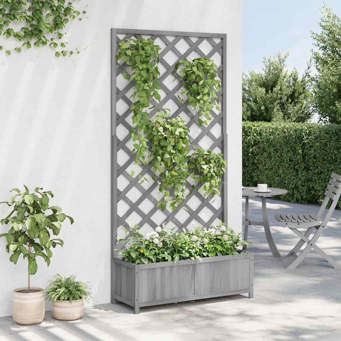 Jardinieră cu spalier, gri, lemn masiv de brad - WALTI WALTI