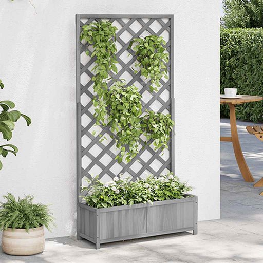 Jardinieră cu spalier, gri, lemn masiv de brad - WALTI WALTI