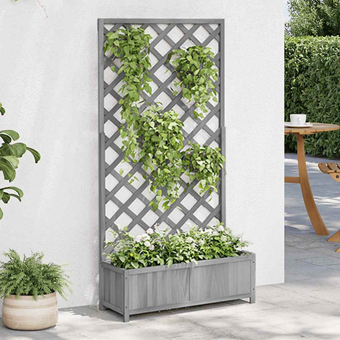 Jardinieră cu spalier, gri, lemn masiv de brad - WALTI WALTI