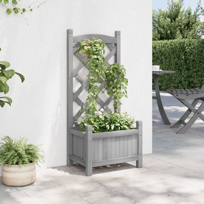 Jardinieră cu spalier, gri, lemn masiv de brad - WALTI WALTI