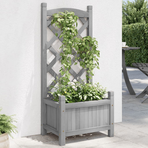 Jardinieră cu spalier, gri, lemn masiv de brad - WALTI WALTI