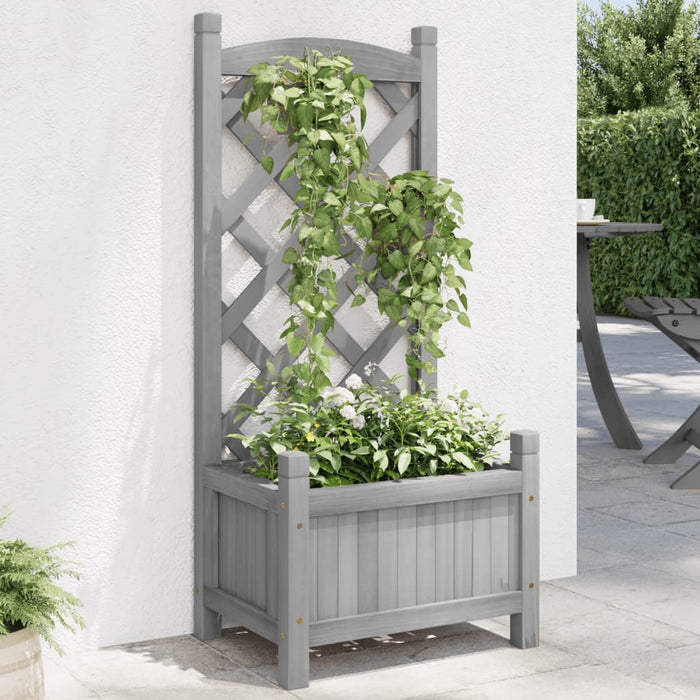 Jardinieră cu spalier, gri, lemn masiv de brad - WALTI WALTI