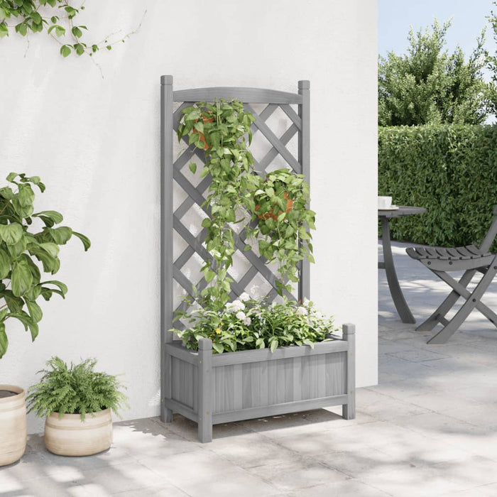 Jardinieră cu spalier, gri, lemn masiv de brad - WALTI WALTI