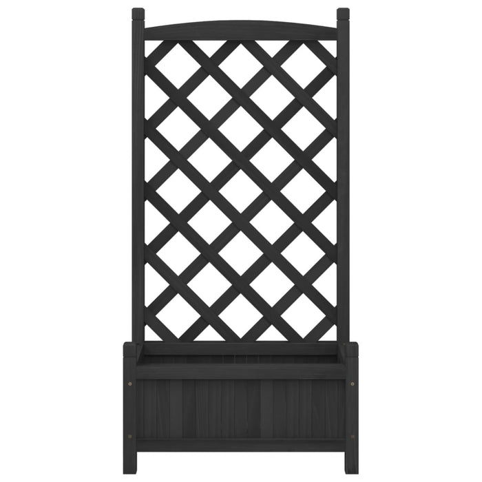 Jardinieră cu spalier, negru, lemn masiv de brad - WALTI WALTI