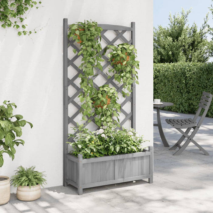 Jardinieră cu spalier, gri, lemn masiv de brad - WALTI WALTI