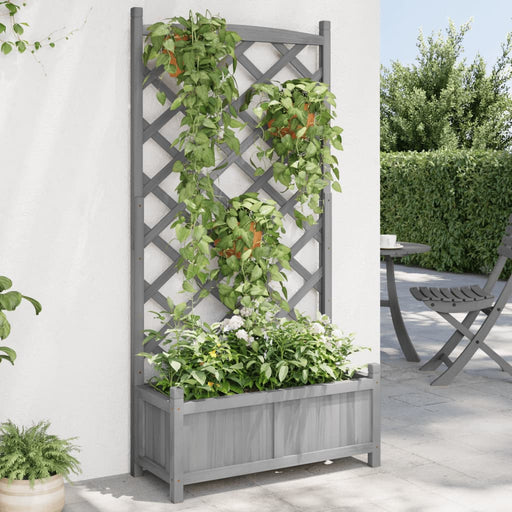 Jardinieră cu spalier, gri, lemn masiv de brad - WALTI WALTI