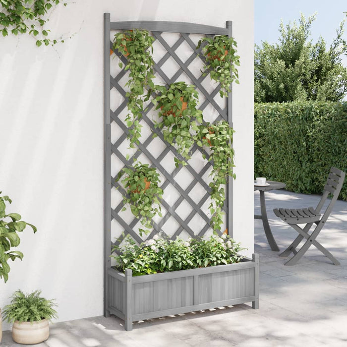 Jardinieră cu spalier, gri, lemn masiv de brad - WALTI WALTI