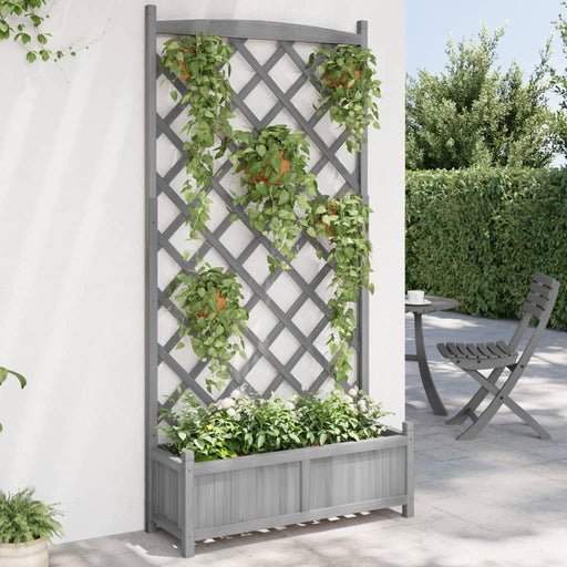 Jardinieră cu spalier, gri, lemn masiv de brad - WALTI WALTI