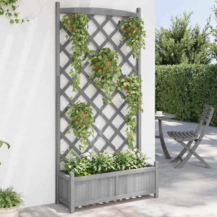 Jardinieră cu spalier, gri, lemn masiv de brad - WALTI WALTI