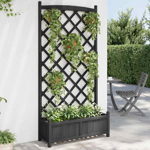 Jardinieră cu spalier, negru, lemn masiv de brad - WALTI WALTI