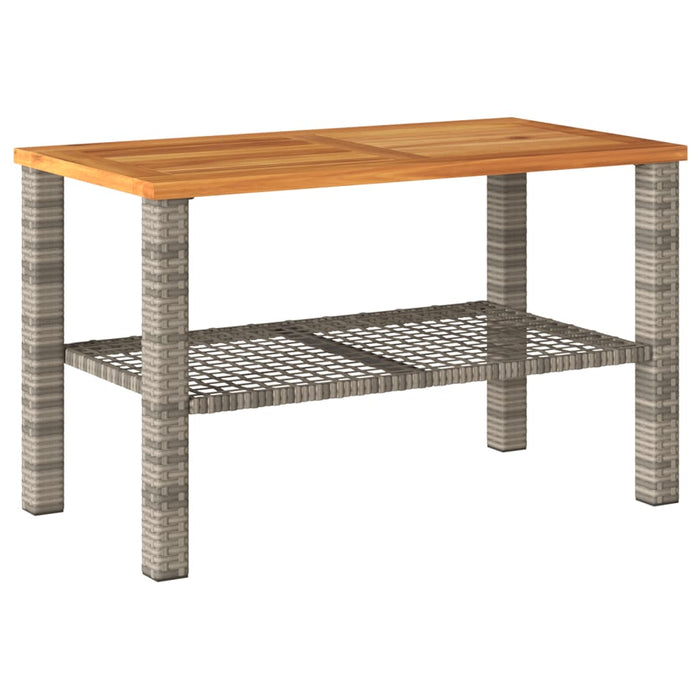 Masă de grădină, gri, 70x38x42 cm, poliratan și lemn acacia - WALTI WALTI