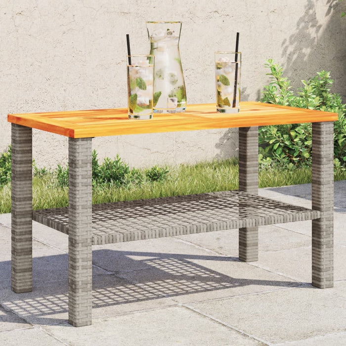 Masă de grădină, gri, 70x38x42 cm, poliratan și lemn acacia - WALTI WALTI
