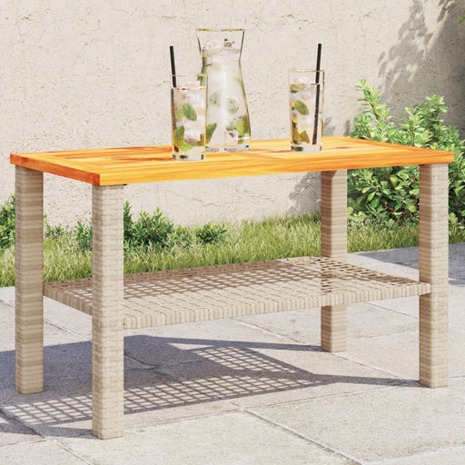 Masă de grădină, bej, 70x38x42 cm, poliratan și lemn acacia - WALTI WALTI