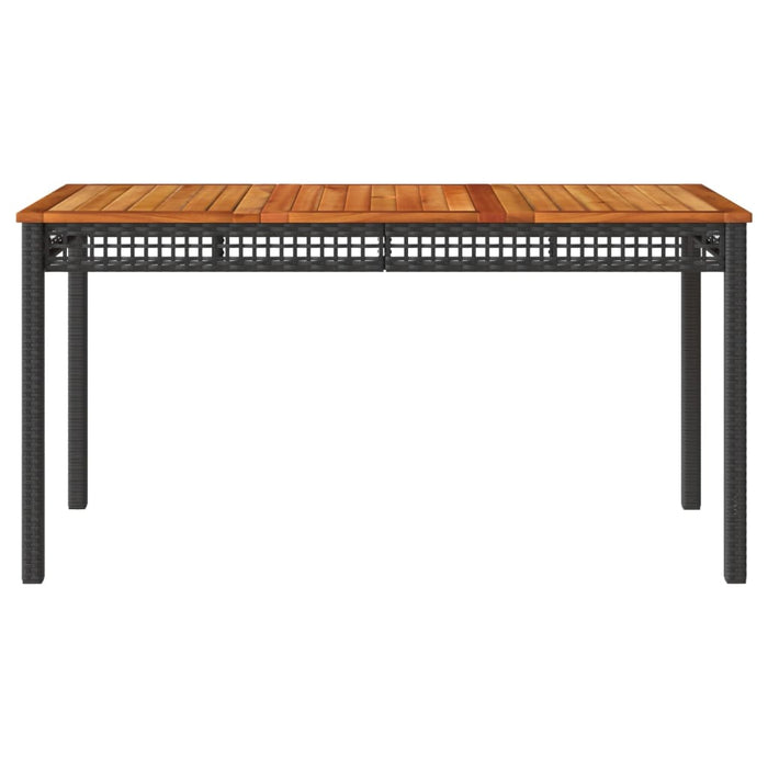 Masă de grădină, negru, 140x80x75 cm, poliratan și lemn acacia - WALTI WALTI