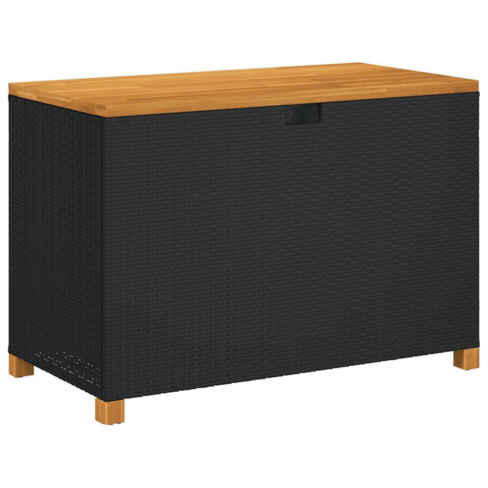 Ladă depozitare grădină negru 110x55x63cm lemn acacia poliratan WALTI